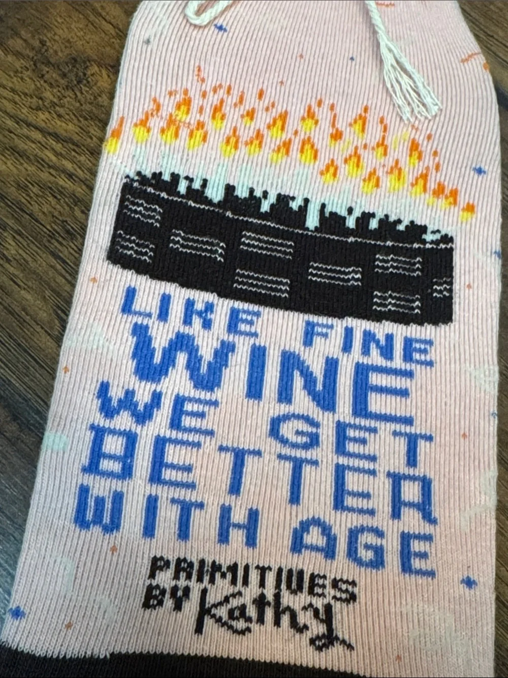 Primitives by Kathy Wine Bottle Holder Birthday Cheers Better With Age Gift